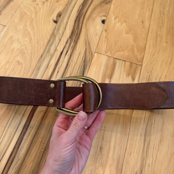 Ralph Lauren Leather Belt double loop brass heritage adjustable equestrian OS - Picture 5 of 10